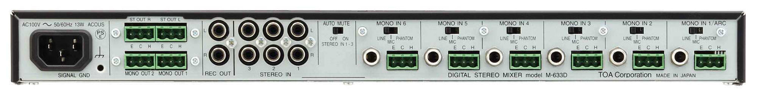 TOA Electronics Digital Stereo Mixer - M-633D CU Intercoms TOA