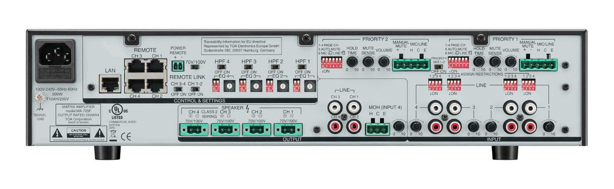 TOA Electronics Multi-Channel Matrix Amplifier - MA-725F-AM 3CU Audio Amplifiers TOA