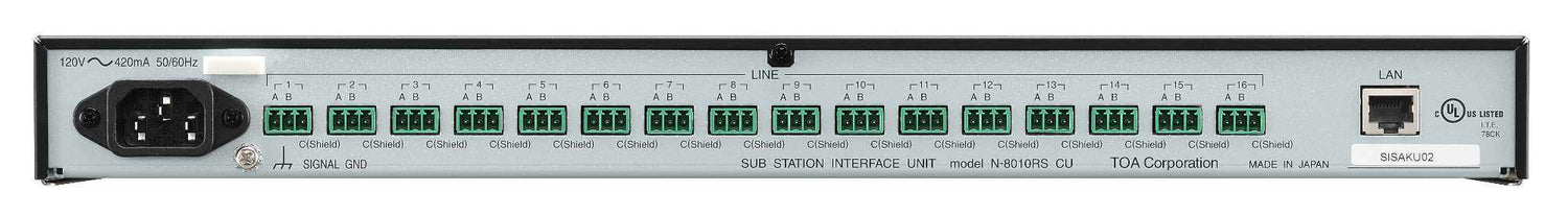 TOA Electronics Sub-station Interface Unit - N-8010RS CU Intercoms TOA