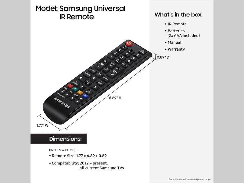 Samsung IR Remote (Consumer) - Compatible with 2024 Samsung CE TVs Accessories Samsung