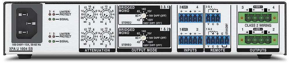 Extron XPA U 1004 SB Four Channel Bridgeable Output Amplifier 100/200 Watts Per Channel Audio Amplifiers Extron