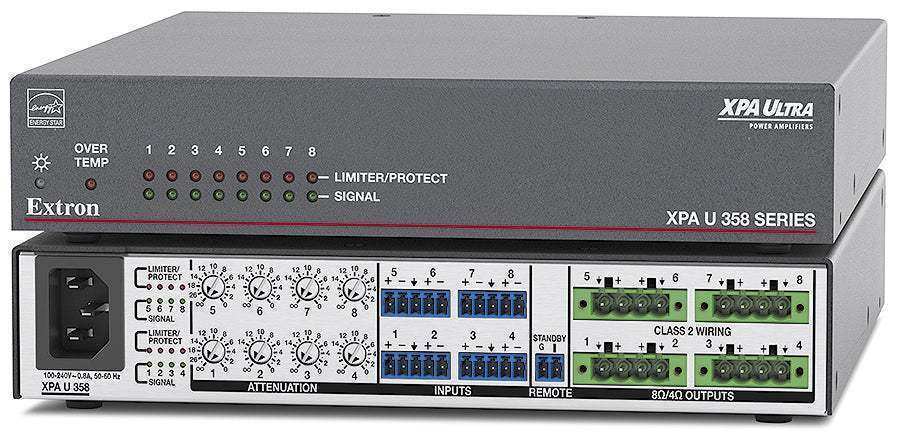 Extron XPA U 358-100V Eight Channel Low and High Impedance Amplifiers 35 Watts Per Channel Audio Amplifiers Extron