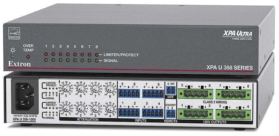 Extron XPA U 358-100V Eight Channel Low and High Impedance Amplifiers 35 Watts Per Channel Audio Amplifiers Extron