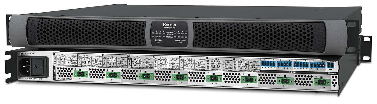 Extron XPA U 2008 FX Eight Channel Configurable Output Audio Power Amplifier 200 Watts Per Channel Audio Amplifiers Extron