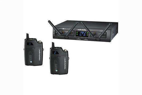 Audio-Technica ATW-1311 System 10 PRO Digital Wireless System includes: ATW-RC13 rack-mount receiver chassis, ATW-RU13x2 receiver unit and ATW-T1001 UniPak transmitter x2 Microphones Audio-Technica
