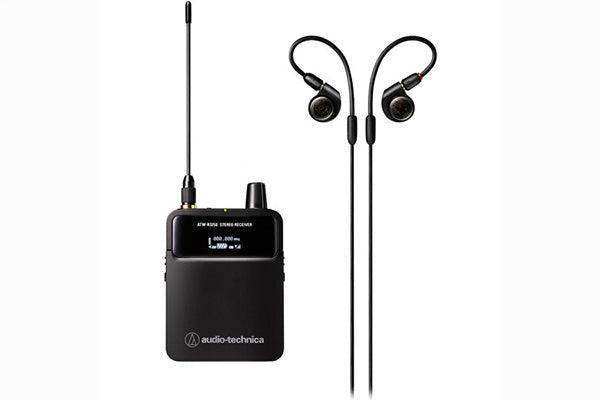 Audio-Technica ATW-R3250DF2 3000 Series Wireless In-Ear Monitor Receiver includes: ATH-E40 professional in-ear monitor headphones, 470-608 MHz Microphones Audio-Technica