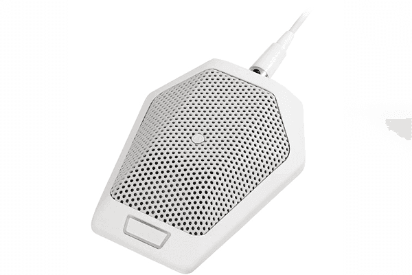 Audio-Technica U891RWB Cardioid condenser boundary microphone with switch, RGB LED and integral power module, phantom power only, white Microphones Audio-Technica