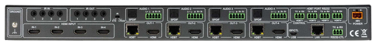 AVPro Edge AC-AXION-4 4 HDMI Input, 4 HDBaseT/HDMI Output Matrix Switcher with Dolby Atmos & DTS Audio Video Transmitters AVPro Edge