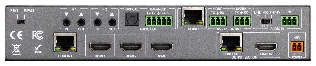 AVPro Edge AC-CX42-AUHD Four Input, Two Output Video Matrix Switcher from ConferX with HDMI and HDBaseT Inputs and Outputs Video Transmitters AVPro Edge