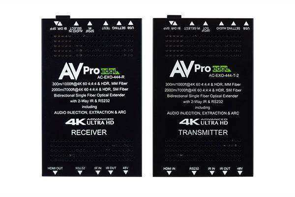 AVPro Edge AC-EXO-444-KIT 4K HDMI Extender via Optical Fiber; up to 2 Kilometers using Single Mode Fiber, up to 300 meters using Multimode fiber. Video Transmitters AVPro Edge