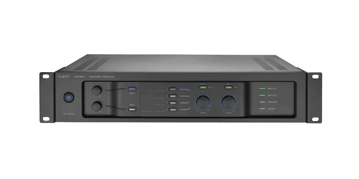 Biamp Commercial PREZONE1 Stereo pre-amplifier/mixer with 2 stereo volume zones - 911.0649.900 Audio Amplifiers Biamp