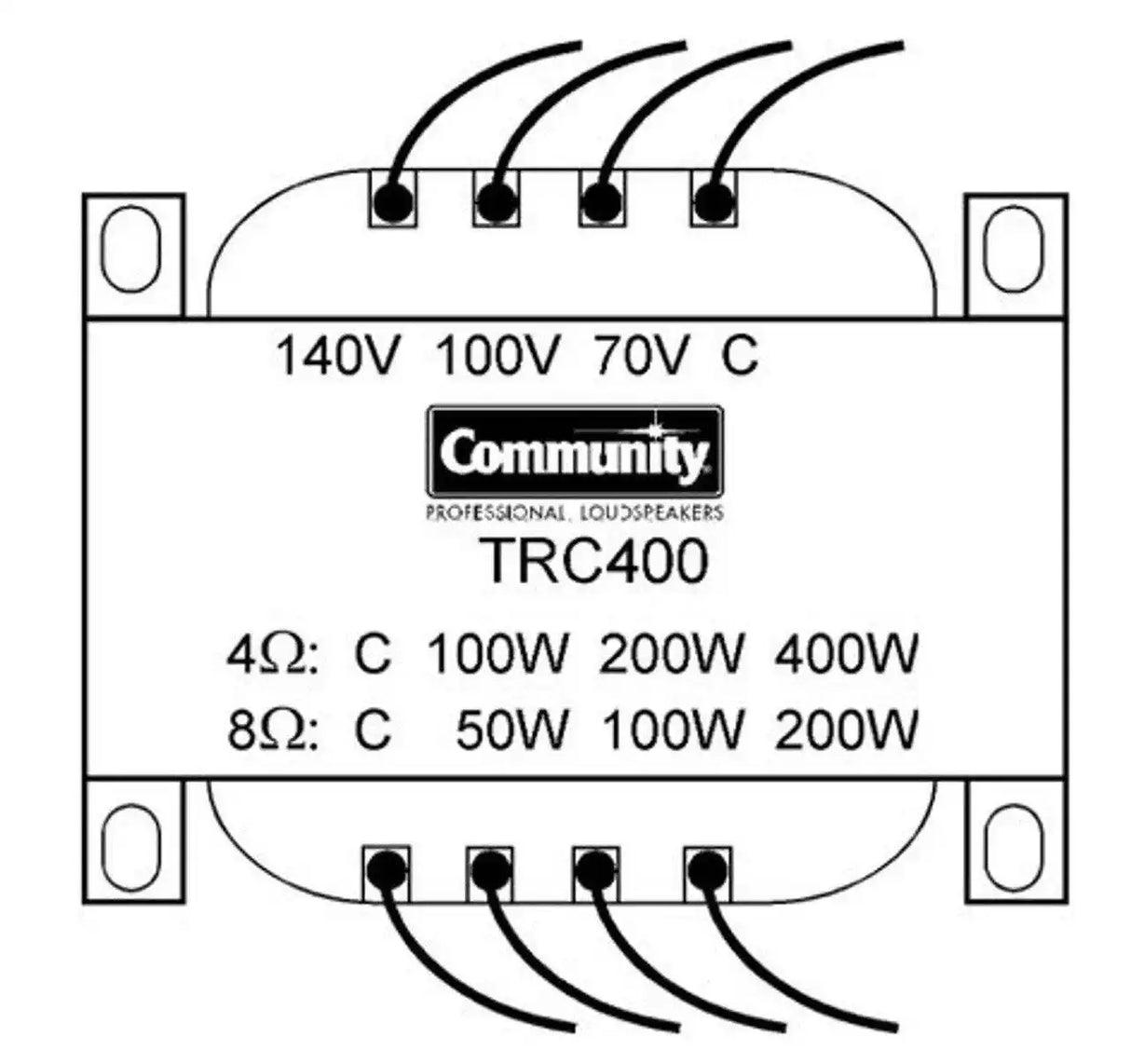 Biamp Community TRC400 Transformer 400W, 4 Ohms Speakers Biamp