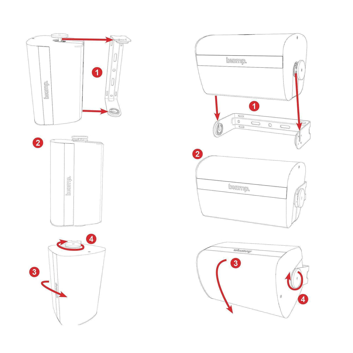 Biamp Desono EX-S8-CM 8” Coaxial Surface Mount Indoor/Outdoor Loudspeaker w/ HF compression driver. 8 Ohm or 70V/100V operation, included ClickMount pan-tilt mounting bracket (Black) - 911.1814.900 Speakers Biamp