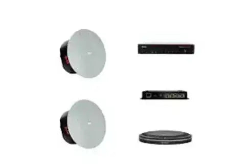 Biamp Tesira MMRB-M-X400-T-CIC6LP-TAA Medium meeting room bundle with TesiraFORTÉ X 400 and black table microphones Audio Conferencing Biamp