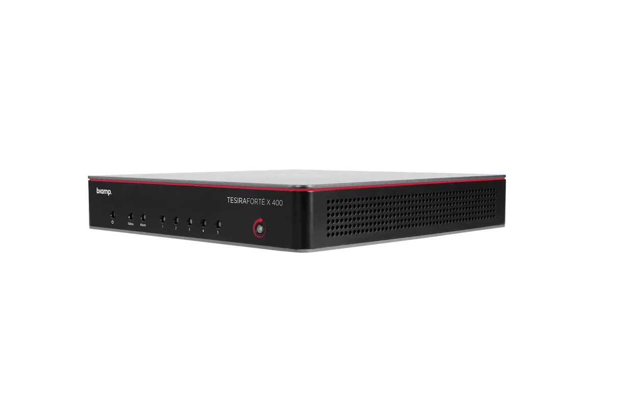 Biamp Tesira MMRB-M-X400-T-CIC6LP-TAA Medium meeting room bundle with TesiraFORTÉ X 400 and black table microphones Audio Conferencing Biamp
