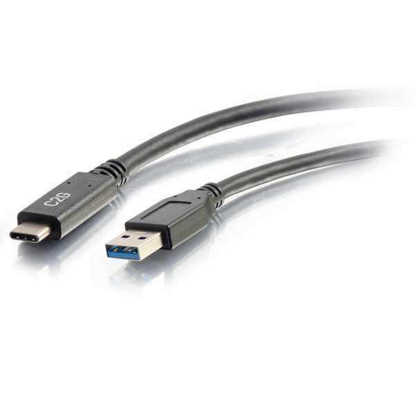 C2G 3ft USB-C® Male to USB-A Male Cable - USB 3.2 Gen 1 (5Gbps) - Black - 28831 Audio & Video Cables C2G