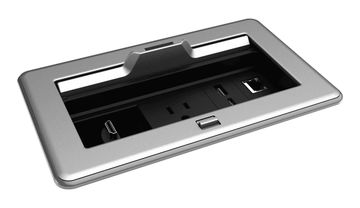 Crestron FT2-202-ELEC-PTL-B FlipTop FT2 Series Cable Management System, 202 Size, Electrical, Pass-Through Lid Room Control Crestron FT2-202-ELEC-PTL-AL