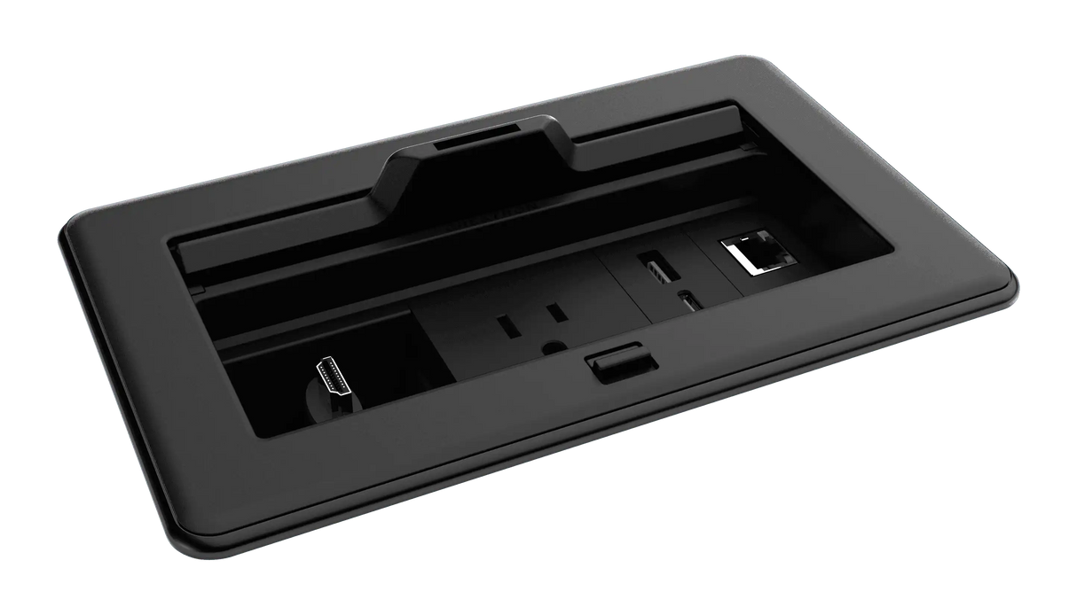 Crestron FT2-202-ELEC-PTL-B FlipTop FT2 Series Cable Management System, 202 Size, Electrical, Pass-Through Lid Room Control Crestron FT2-202-ELEC-PTL-B