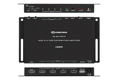 Crestron HD-DA4-4KZ-E 1:4 HDMI® Distribution Amplifier w-4K60 4:4:4 and HDR Support Video Transmitters Crestron