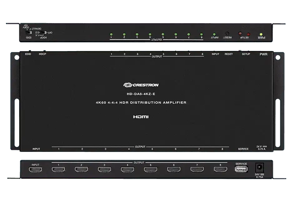 Crestron HD-DA8-4KZ-E 1:8 HDMI® Distribution Amplifier w-4K60 4:4:4 & HDR Support Video Transmitters Crestron