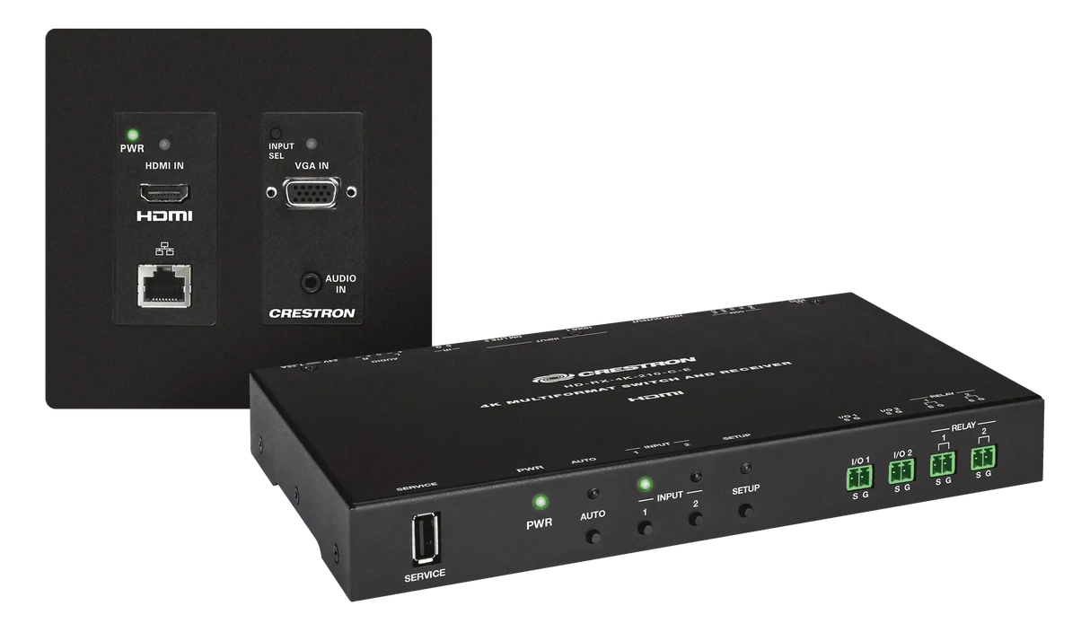 Crestron HD-MD-4K-300-2G-B KIT 4K 3x1 Scaling Auto-Switcher and DM Lite Wall Plate Extender Video Transmitters Crestron