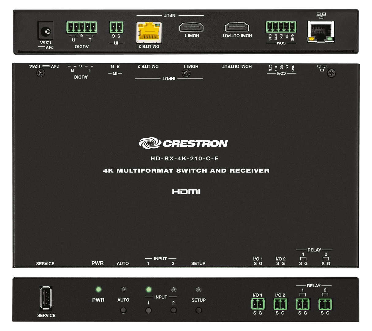 Crestron HD-MD-4K-300-2G-B KIT 4K 3x1 Scaling Auto-Switcher and DM Lite Wall Plate Extender Video Transmitters Crestron
