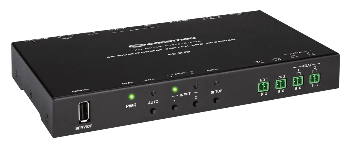 Crestron HD-RX-4K-210-C-E-POE DMPS Lite™ 4K Multiformat 2x1 AV Switch and Receiver with PoE+ Room Control Crestron