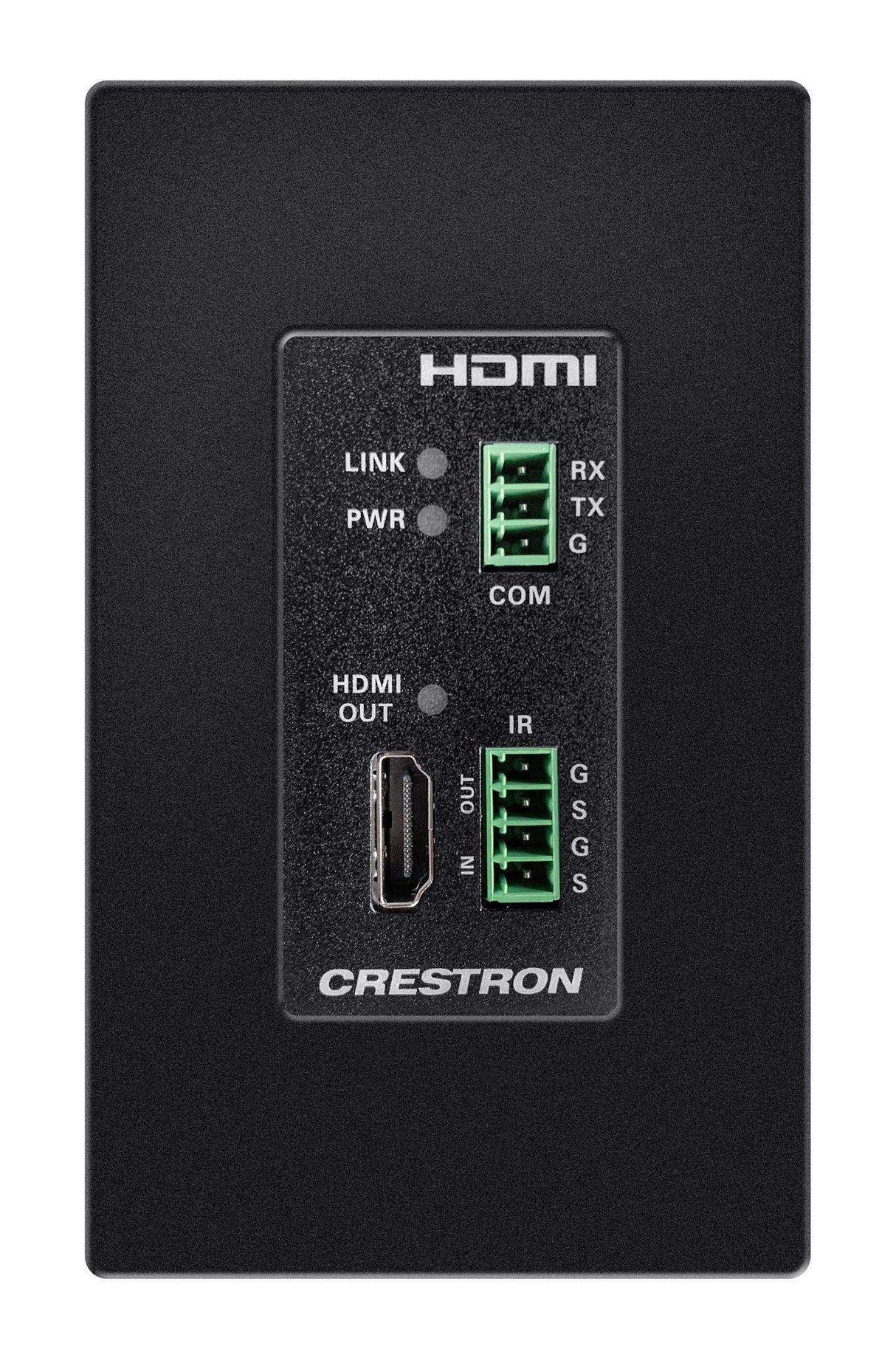 Crestron HD-RXC-4KZ-101-1G-B DM Lite® 4K60 4:4:4 Receiver for HDMI®, RS-232, and IR Signal Extension over CATx Cable, Wall Plate, Black Video Transmitters Crestron
