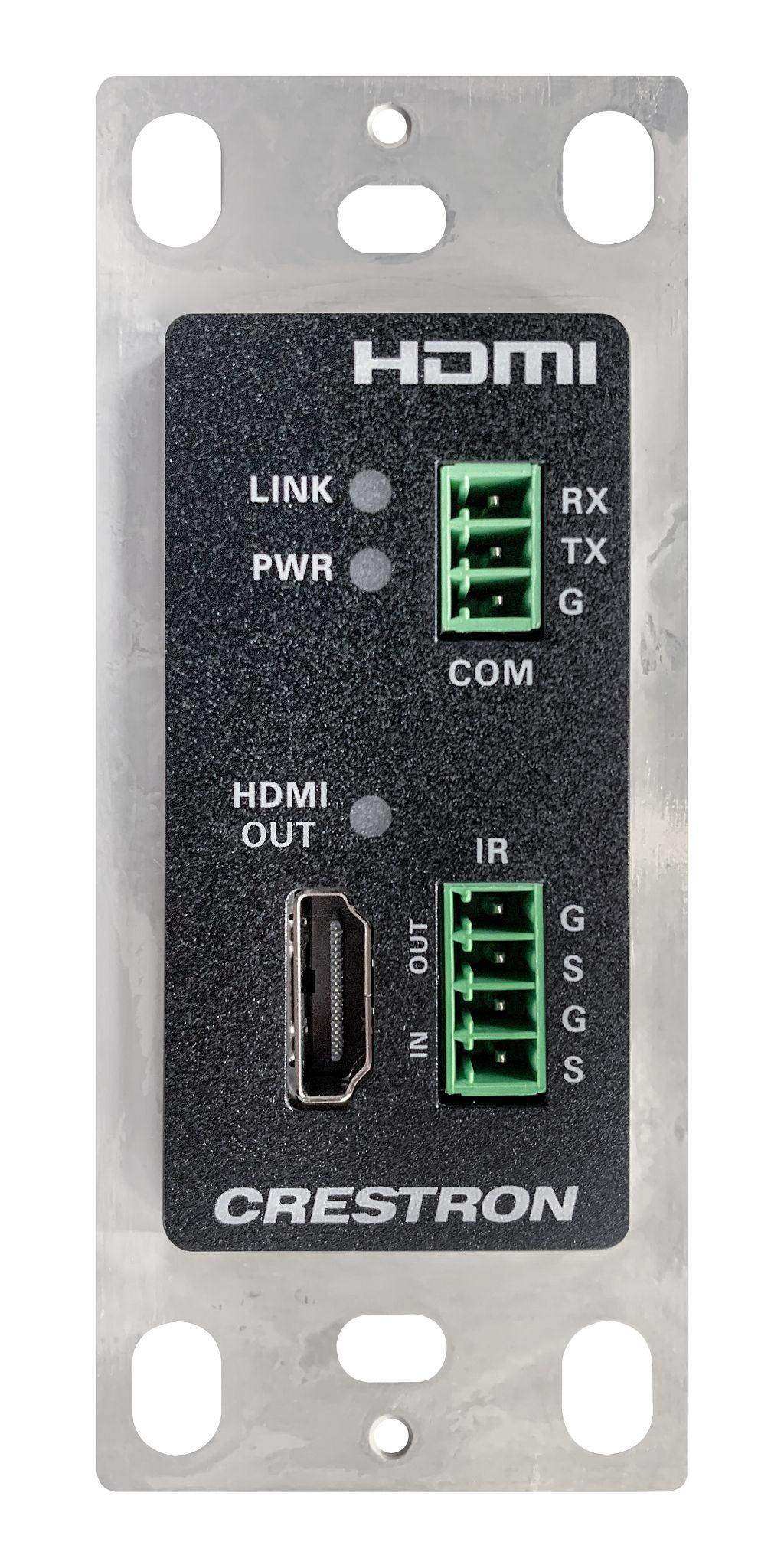 Crestron HD-RXC-4KZ-101-1G-B DM Lite® 4K60 4:4:4 Receiver for HDMI®, RS-232, and IR Signal Extension over CATx Cable, Wall Plate, Black Video Transmitters Crestron