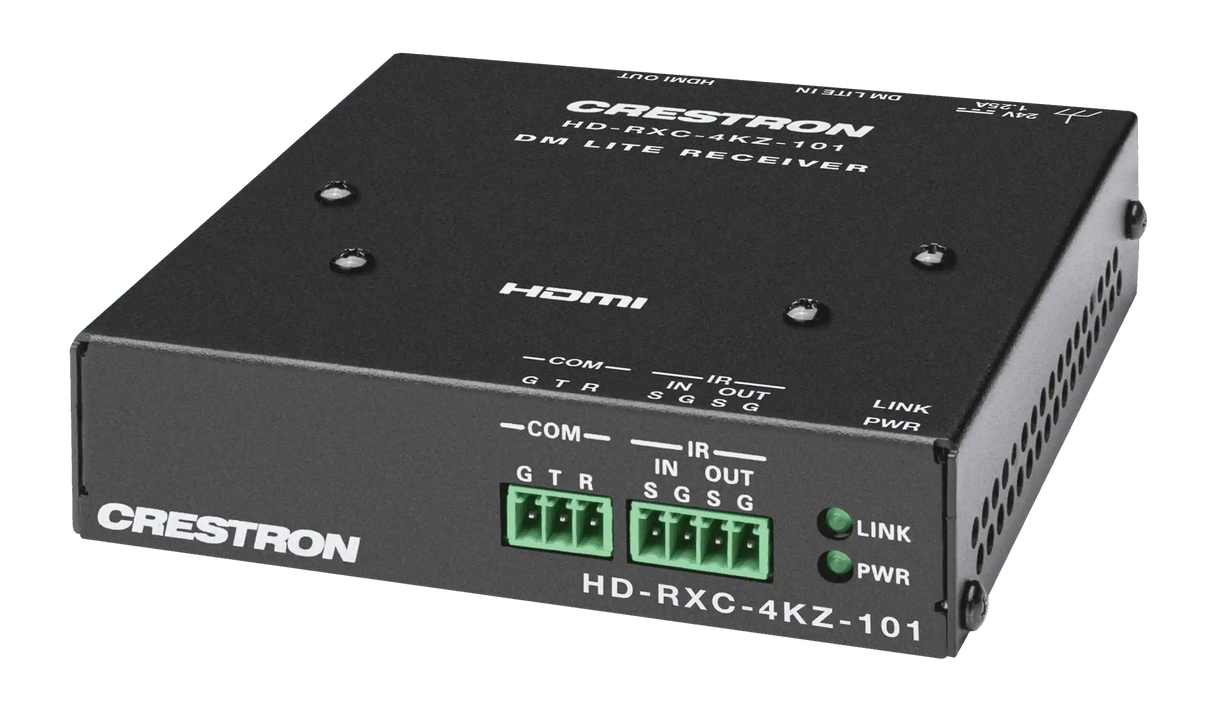 Crestron HD-RXC-4KZ-101 DM Lite 4K60 4:4:4 Receiver for HDMI®, RS-232, and IR Signal Extension over CATx Cable Speakers Crestron