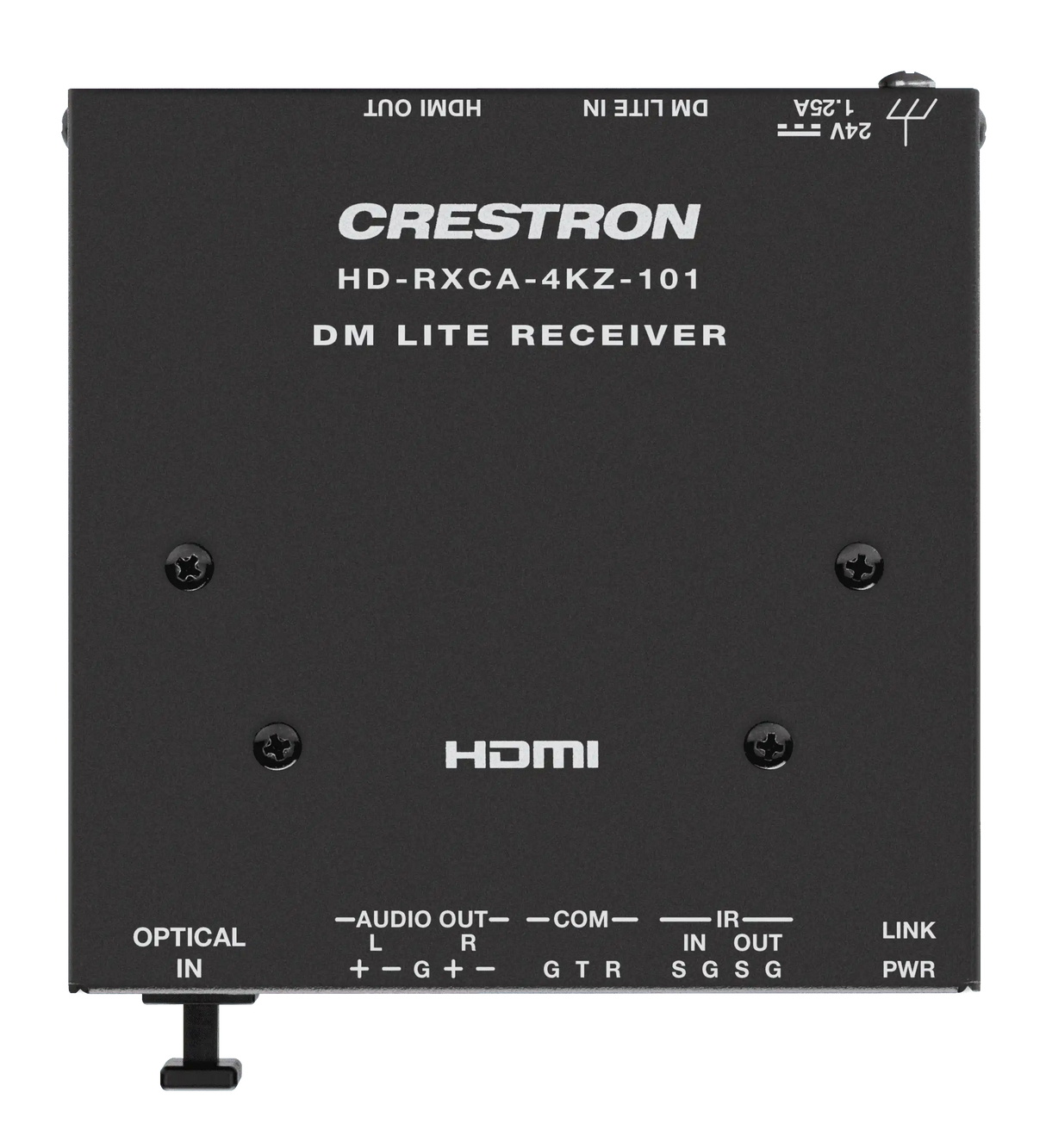 Crestron HD-RXCA-4KZ-101 DM Lite® 4K60 4:4:4 Receiver for HDMI®, RS-232, IR, and Analog Audio Signal Extension over CATx Cable Speakers Crestron