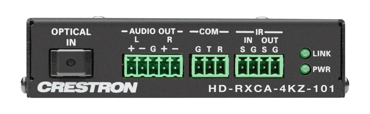 Crestron HD-RXCA-4KZ-101 DM Lite® 4K60 4:4:4 Receiver for HDMI®, RS-232, IR, and Analog Audio Signal Extension over CATx Cable Speakers Crestron