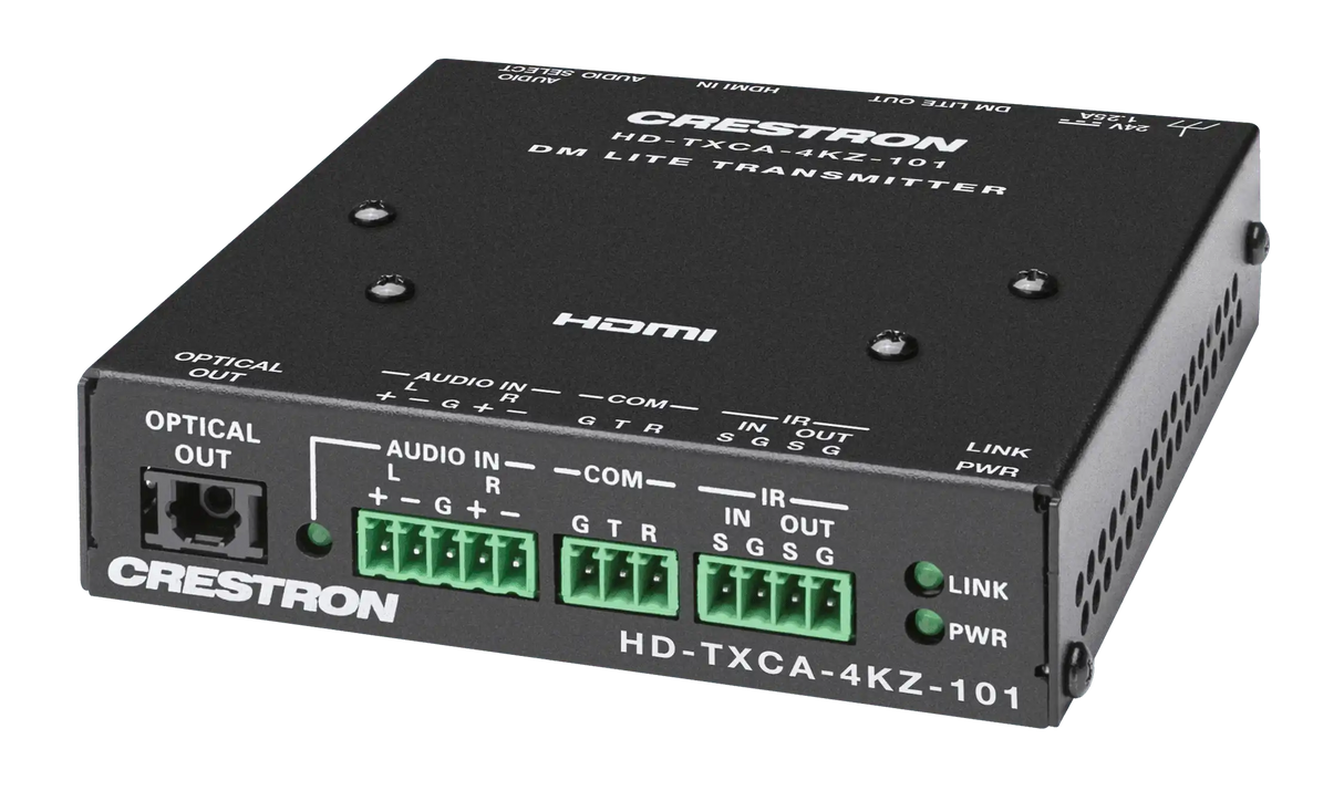 Crestron HD-TXCA-4KZ-101 DM Lite® 4K60 4:4:4 Transmitter for HDMI®, RS-232, IR, and Analog Audio Signal Extension over CATx Cable video Crestron