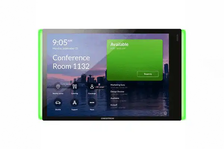 Crestron TSS-1070-T-B-S-LB KIT 10.1 in. Room Scheduling Touch Screen for Microsoft Teams Black Smooth, includes TSW-1070-LB-B-S light bar Room Reservation Crestron
