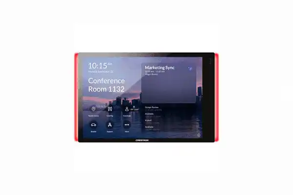 Crestron TSS-770-T-B-S-LB KIT 7 in. Room Scheduling Touch Screen for Microsoft Teams® Software, Black Smooth, includes one TSW-770-LB-B-S light bar Room Reservation Crestron