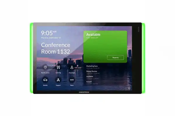 Crestron TSS-770-T-W-S-LB KIT 7 in. Room Scheduling Touch Screen for Microsoft Teams® Software, White Smooth, includes one TSW-770-LB-B-S light bar Room Reservation Crestron