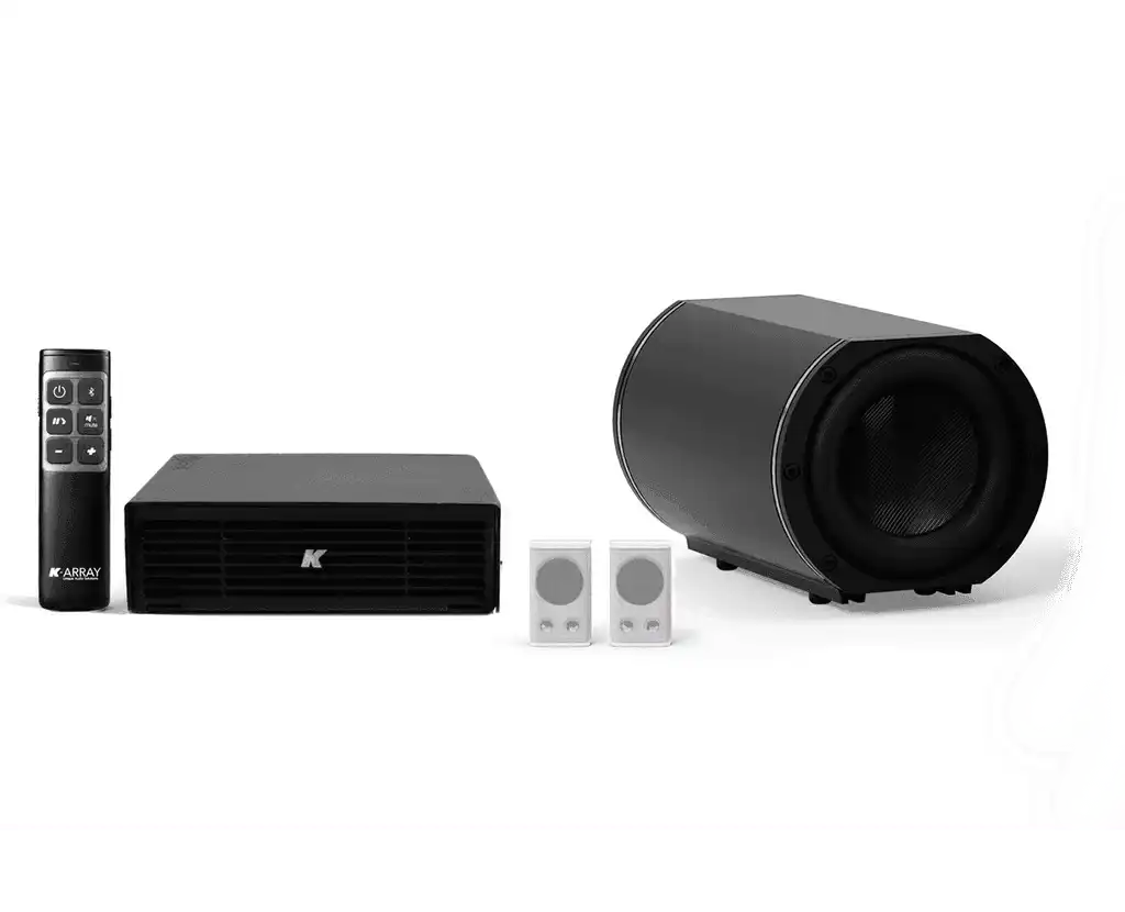 K-Array Azimut-KAMUT2L , Professional sound system composed of 2 KZ14-AZ + 1 KU44-2 + 1 KA02 + 1 K-REMUCTRL Speakers K-Array White