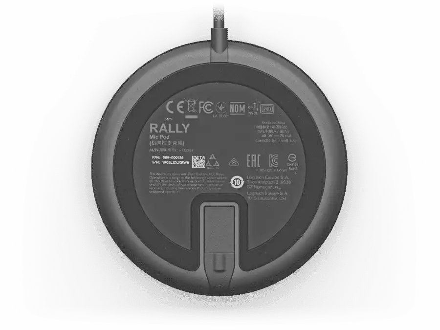 Logitech 989-000430 Rally Mic Pod Boundary Microphone (Graphite) Video Conferencing Logitech