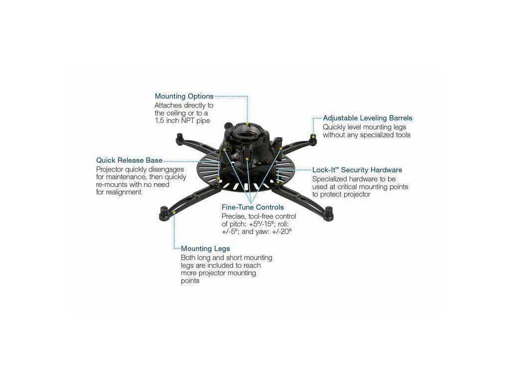 Premier Mounts FTP Universal Fine-Tune Projector Mount (Black) TV & Monitor Mounts Premier Mounts