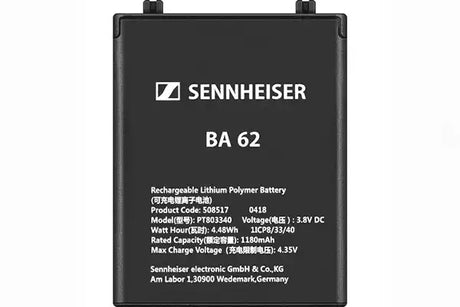 Sennheiser BA 62 Rechargeable Battery Pack for SK 6212 Bodypack Wireless Transmitter - 508517 Microphones Sennheiser
