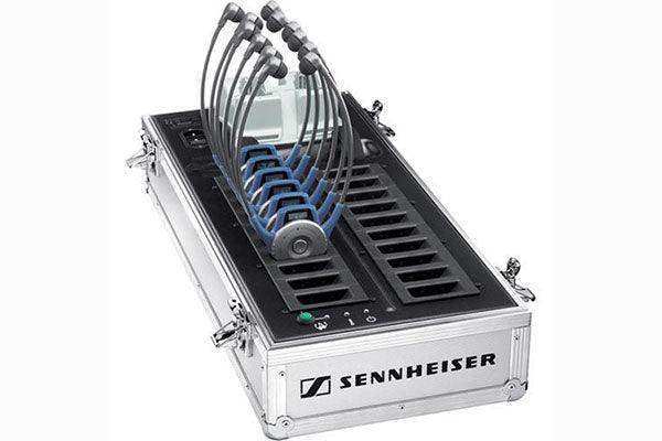 Sennheiser EZL 2020-20L Carrying case with charger for (20) HDE2020-D-II-US or EK2020-D-II-US receivers. Offers auto "set all" to same frequency feature - 500542 Microphones Sennheiser