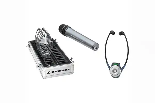 Sennheiser TG2020-20HANDHELDSYS Complete system package. Includes SKM2020-D-US handheld transmitter, EZL2020-20L charger/carry case, and (20) HDE2020-D-II US receivers. Assistive Listening Sennheiser