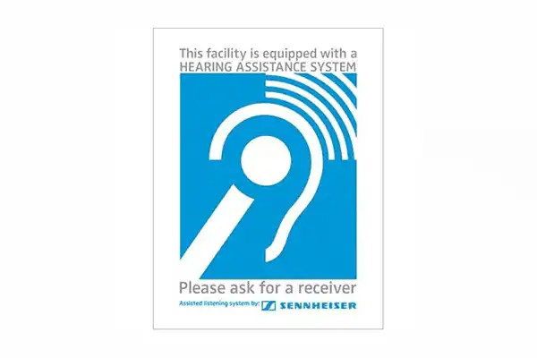 Sennheiser USADASIGNAGEKIT ADA plaque and window sticker Assistive Listening Sennheiser