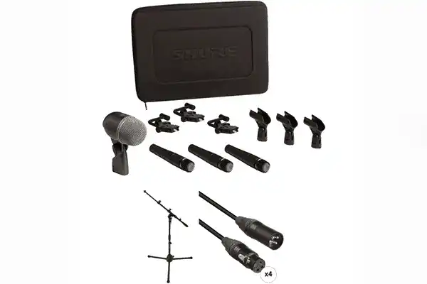 Shure DMK57-52 Drum Microphone Kit, includes 3 SM57 Microphones, one BETA 52A Microphone, three A56D Drum-mounting Systems, and a Carrying Case Microphnes Shure