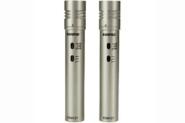 Shure KSM137/SL Stereo KSM137 Stereo Pair, includes two KSM137, two Foam Windscreens, A27M Stereo Microphone Adapter and Carrying Case Microphnes Shure