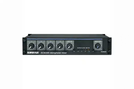 Shure SCM268 Four-Channel Transformer Balanced Microphone Mixer with Phantom Power, AC only, Half Rack Space, Single and Dual Mount Microphnes Shure