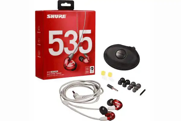 Shure SE535 Sound-Isolating In-Ear Stereo Headphones with 3.5mm Audio Cable (Special-Edition Red) Headphones Shure