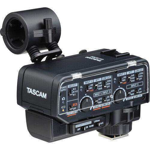 Tascam CA-XLR2d-AN XLR Microphone Adapter Kit for Cameras (3.5mm Analog) Audio Tascam