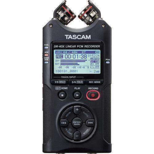 Tascam DR-40X 4-Channel / 4-Track Portable Audio Recorder and USB Interface with Adjustable Mic Audio Tascam