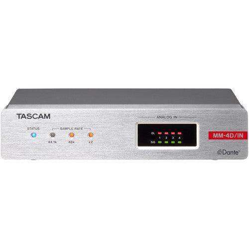 Tascam MM-4D/IN-E 4-Channel Mic/Line Input Dante Converter with Built-In DSP Mixer Audio Tascam